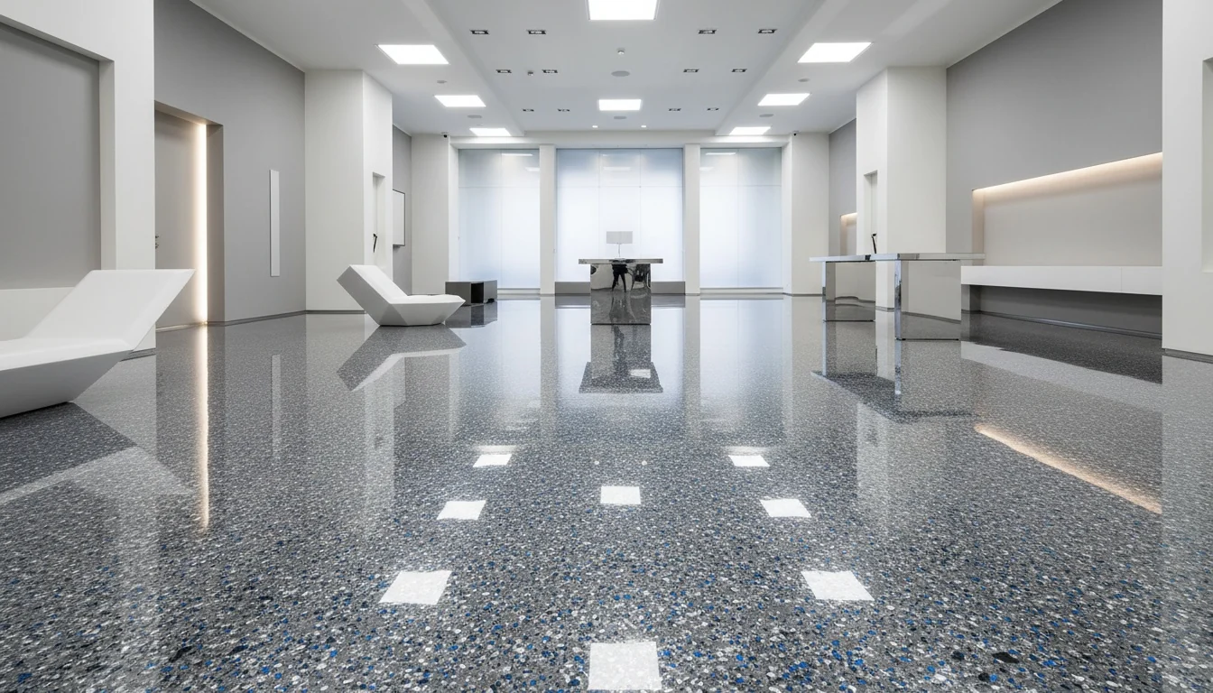 Solid-colour high-gloss epoxy floor in a residential garage