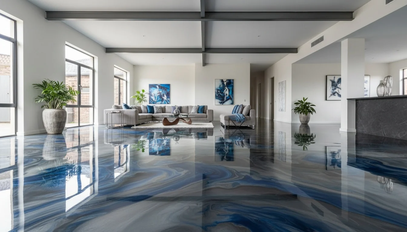 Durable flake epoxy garage floor in a Northern Suburbs Cape Town family home