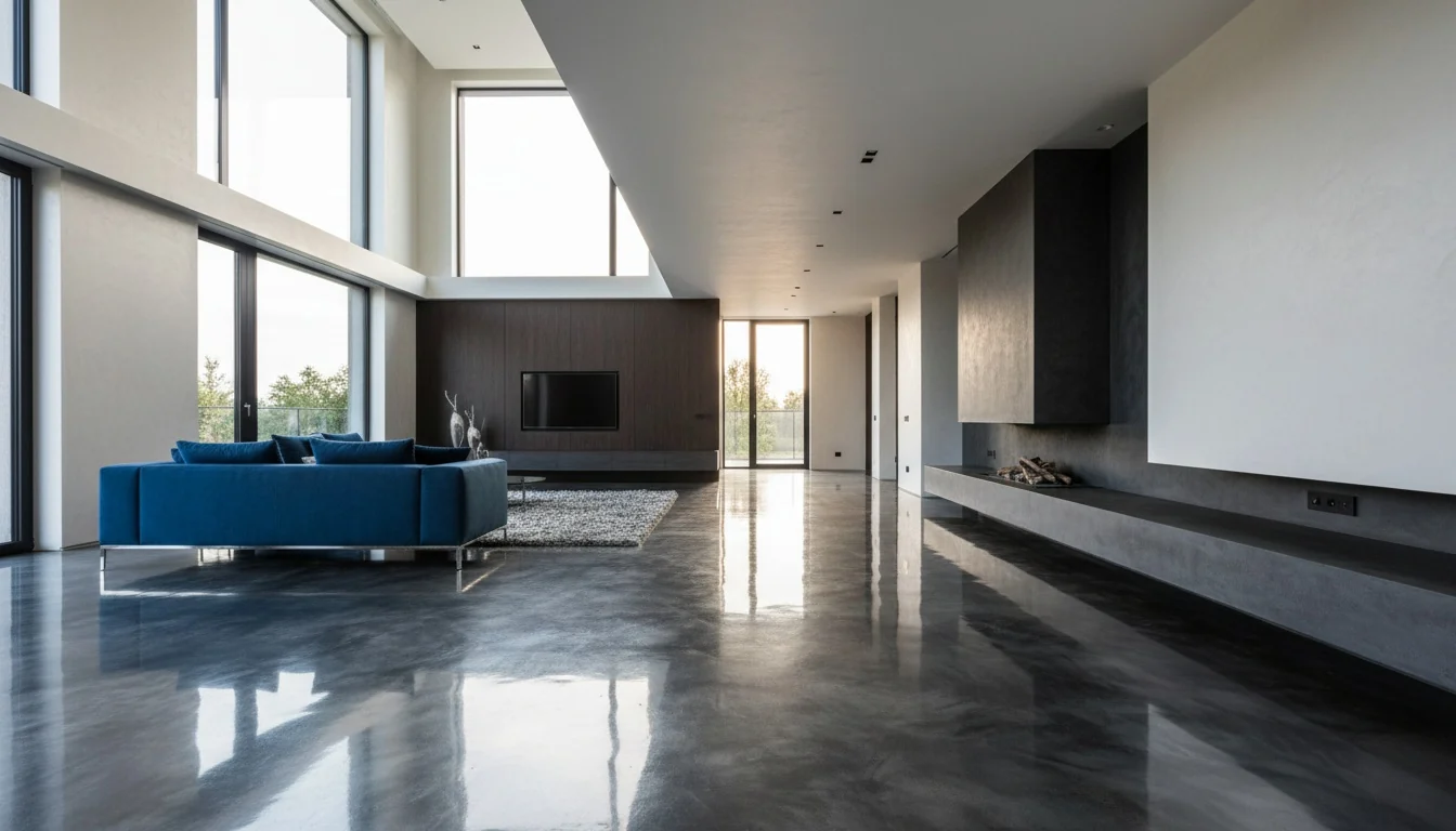 Residential epoxy flooring in Cape Town — seamless glossy floor in a home